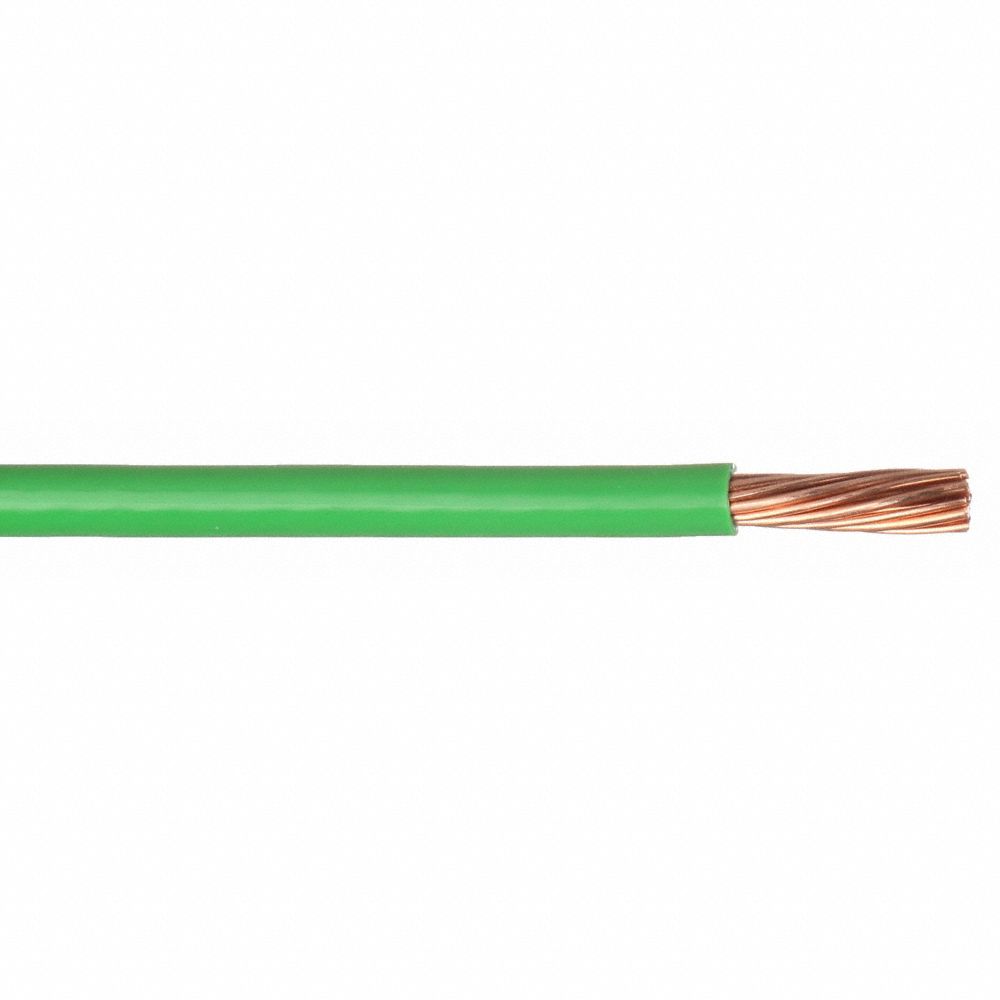 Building Wire, THHN, 6 AWG, 500 ft, Green, Nylon Jacket, PVC Insulation