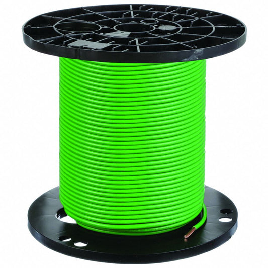 Building Wire, THHN, 6 AWG, 500 ft, Green, Nylon Jacket, PVC Insulation