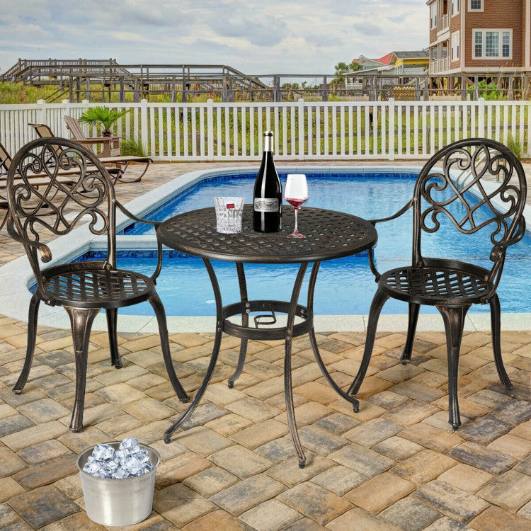 3-Piece Outdoor Set Patio Bistro with Attached Removable Ice Bucket