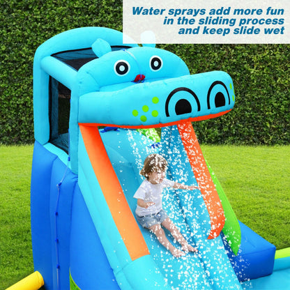 Hippo Inflatable Water Slide Bounce House with Air Blower