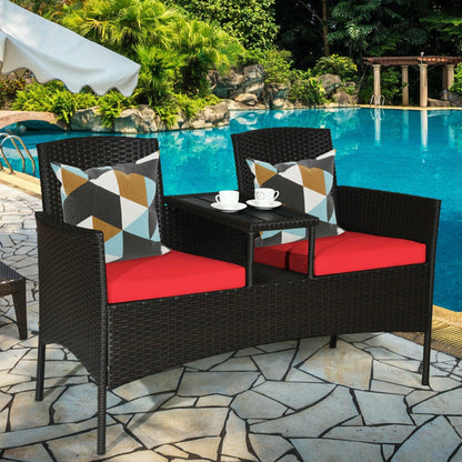 Modern Patio Set with Built-in Coffee Table and Cushions