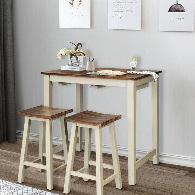 3 Pieces Bar Table Set Counter Pub Table