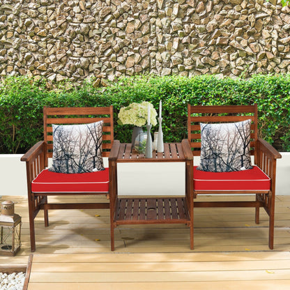 3-Piece Acacia Wood Outdoor Patio Table and Loveseat Set