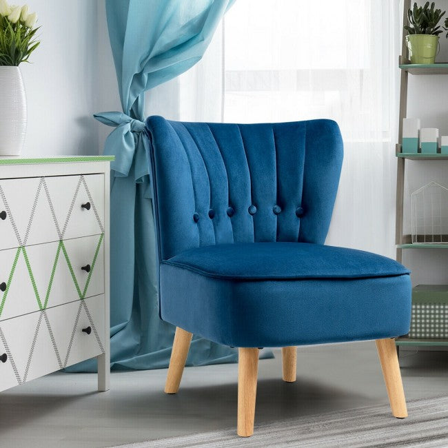 Armless Accent Chair Tufted Velvet Leisure Chair