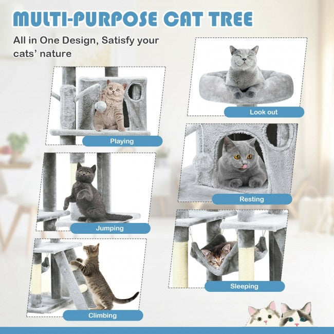 66 Inches Cat Tree Condo Kitten Multi-Level Activity Center
