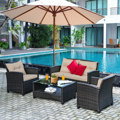 4-Piece Outdoor Rattan Furniture Set