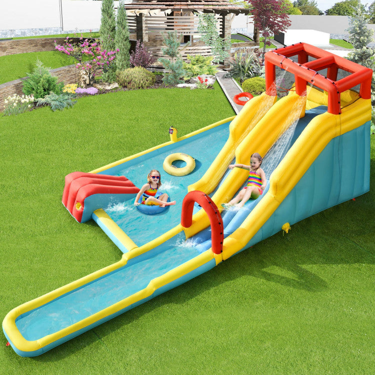 Costway 7-in-1 Inflatable Dual Slide Water Park Bounce House Without Blower