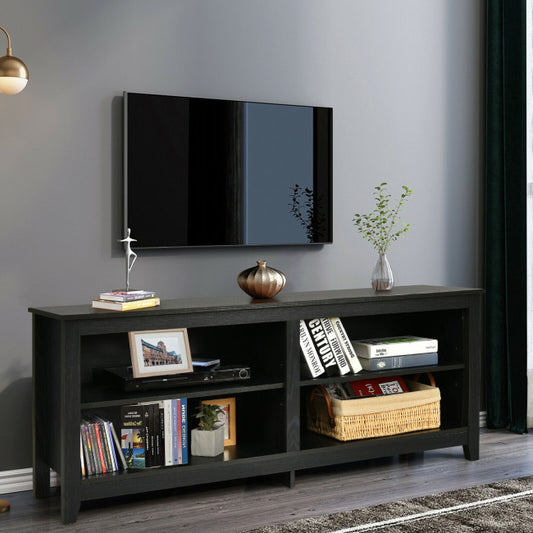 4-Cubby TV Stand Media Console for TV's up to 65 Inch with 3-Position Height Adjustable Shelf