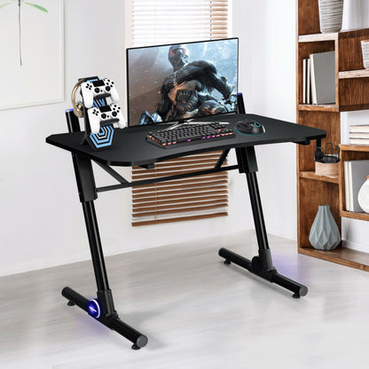 43.5-Inch Height Adjustable Gaming Desk with Blue LED Lights