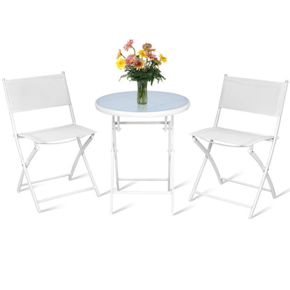 3-Piece Patio Folding Bistro Set for Balcony or Outdoor Space