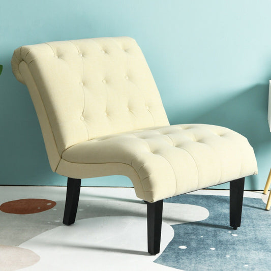 Upholstered Tufted Lounge Chair with Wood Leg