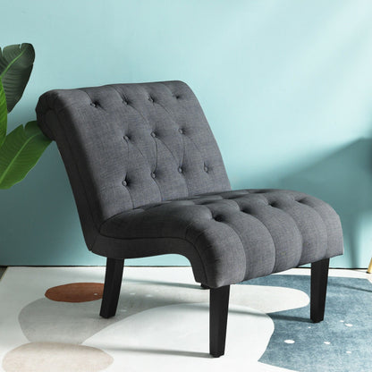 Upholstered Tufted Lounge Chair with Wood Leg