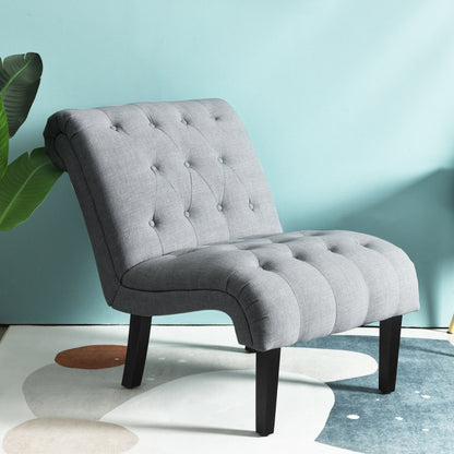 Upholstered Tufted Lounge Chair with Wood Leg