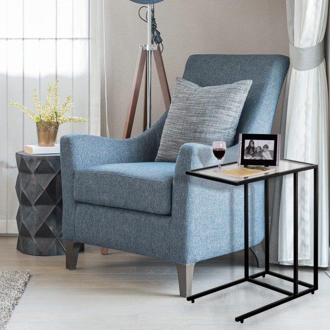 Sofa End Table Coffee Side Table with Glass Top