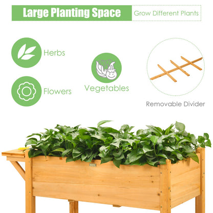 Elevated Planter Box Kit with 8 Grids and Folding Tabletop