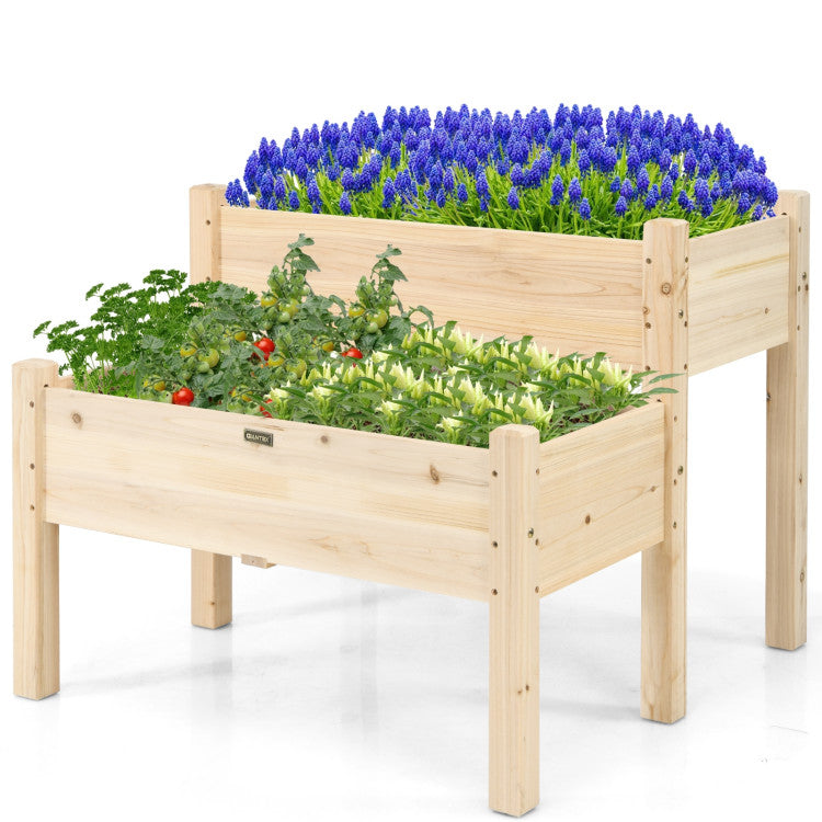 2 Tier Wooden Raised Garden Bed