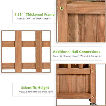 50-Inch Wood Planter Box with Trellis