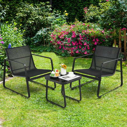 3-Piece Patio Bistro Furniture Set with Glass Top Table Garden Deck