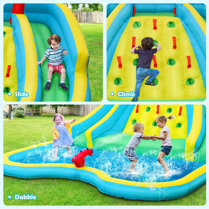 Inflatable Water Park Bounce House with Double Slide and Climbing Wall