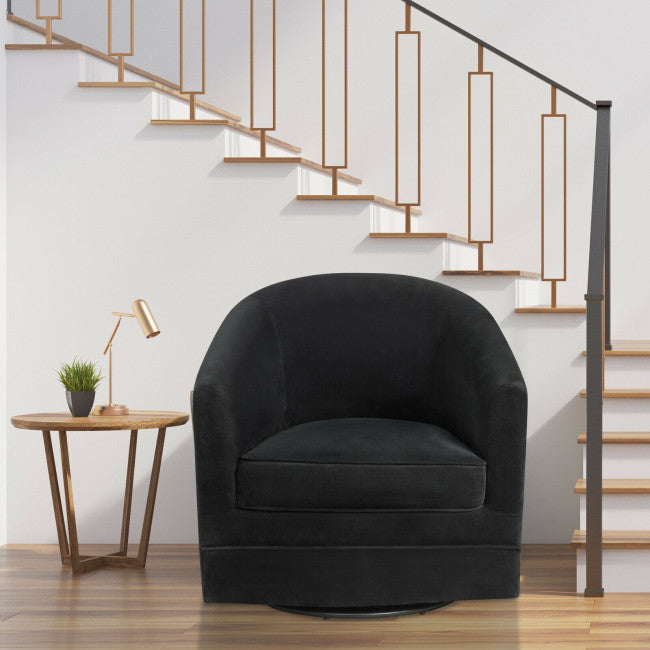 Modern Swivel Barrel Chair with Metal Base