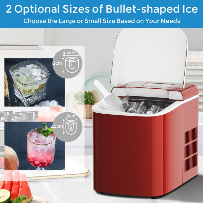 26 lbs Countertop LCD Display Ice Maker with Ice Scoop