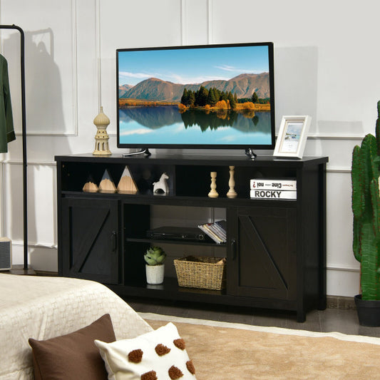 59 Inch TV Stand Media Center Console Cabinet with Barn Door for TV's 65 Inch