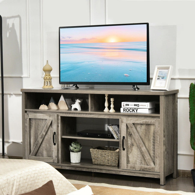 59 Inch TV Stand Media Center Console Cabinet with Barn Door for TV's 65 Inch