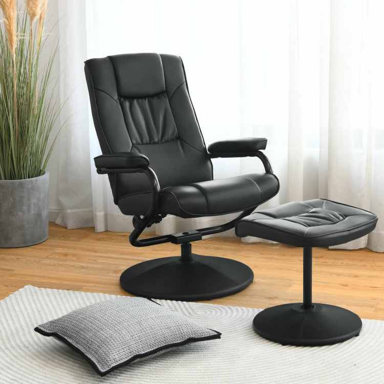 360° PVC Leather Swivel Recliner Chair with Ottoman