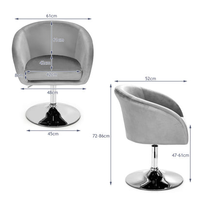 360 Degree Swivel Makeup Stool Accent Chair with Round Back and Metal Base