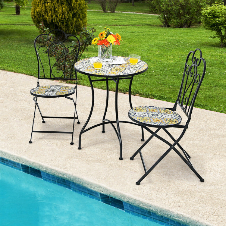 3-Piece Patio Bistro Mosaic Design Set