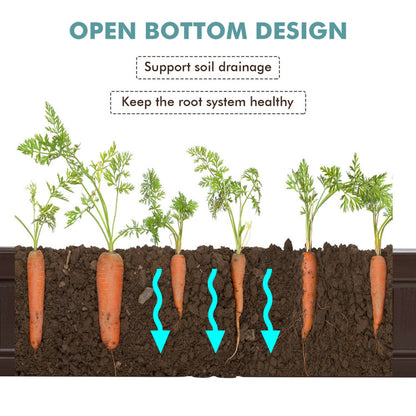 4 x 4 Feet Raised Garden Bed Kit Outdoor Planter Box with Open Bottom Design