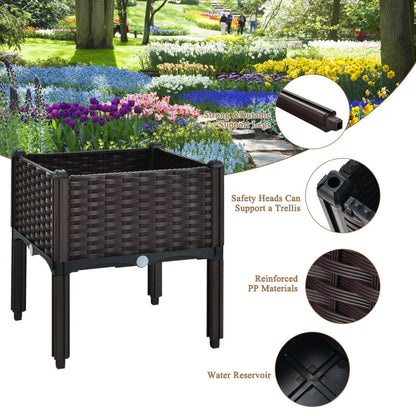 2-Set Elevated Plastic Raised Garden Bed Planter Kit