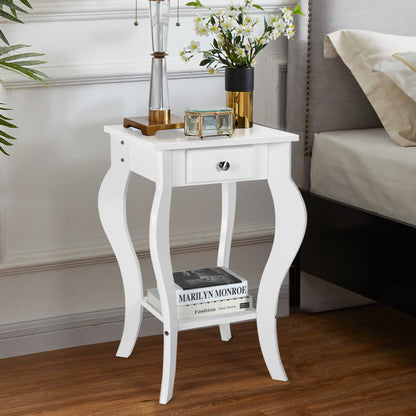 End Side Table with Drawer and Bottom Shelf