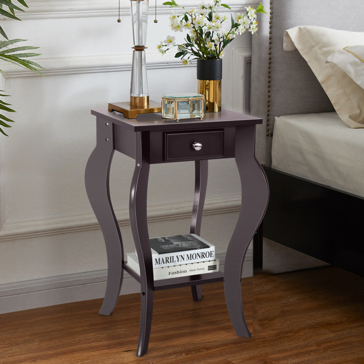 End Side Table with Drawer and Bottom Shelf