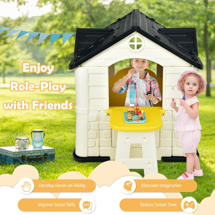 Costway Kid’s Playhouse Pretend Toy House For Boys and Girls 7 Pieces Toy Set