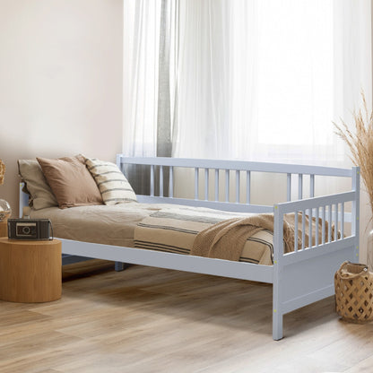 Modern Twin Size Daybed Frame with Wooden Slats Support