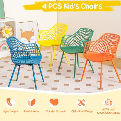 4-Piece Kids' Chairs with Curved Backrests and Ergonomic Armrests