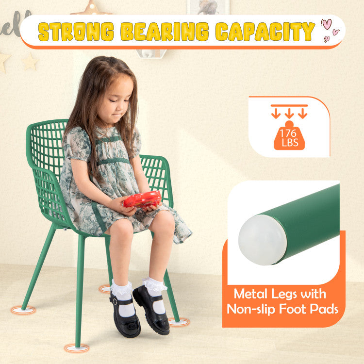 4-Piece Kids' Chairs with Curved Backrests and Ergonomic Armrests