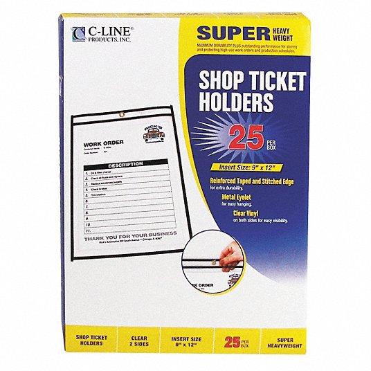 Shop Ticket Holders, Clear, 9 x 12", PK25