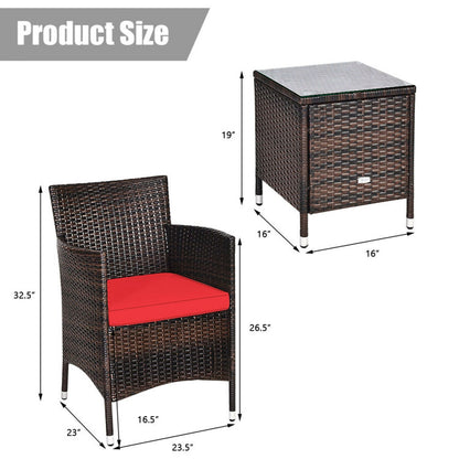 3-Piece Ergonomic Wicker Patio Conversation Set