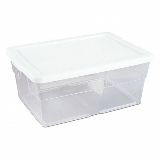Clear/White Storage Tote 16 3/4 in x 11 7/8 in x 7 in H, 1 PK