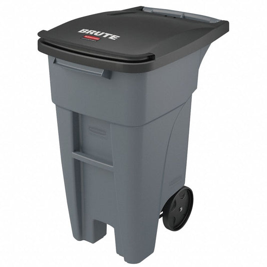 32 gal. HDPE Rectangular Trash Can, Gray