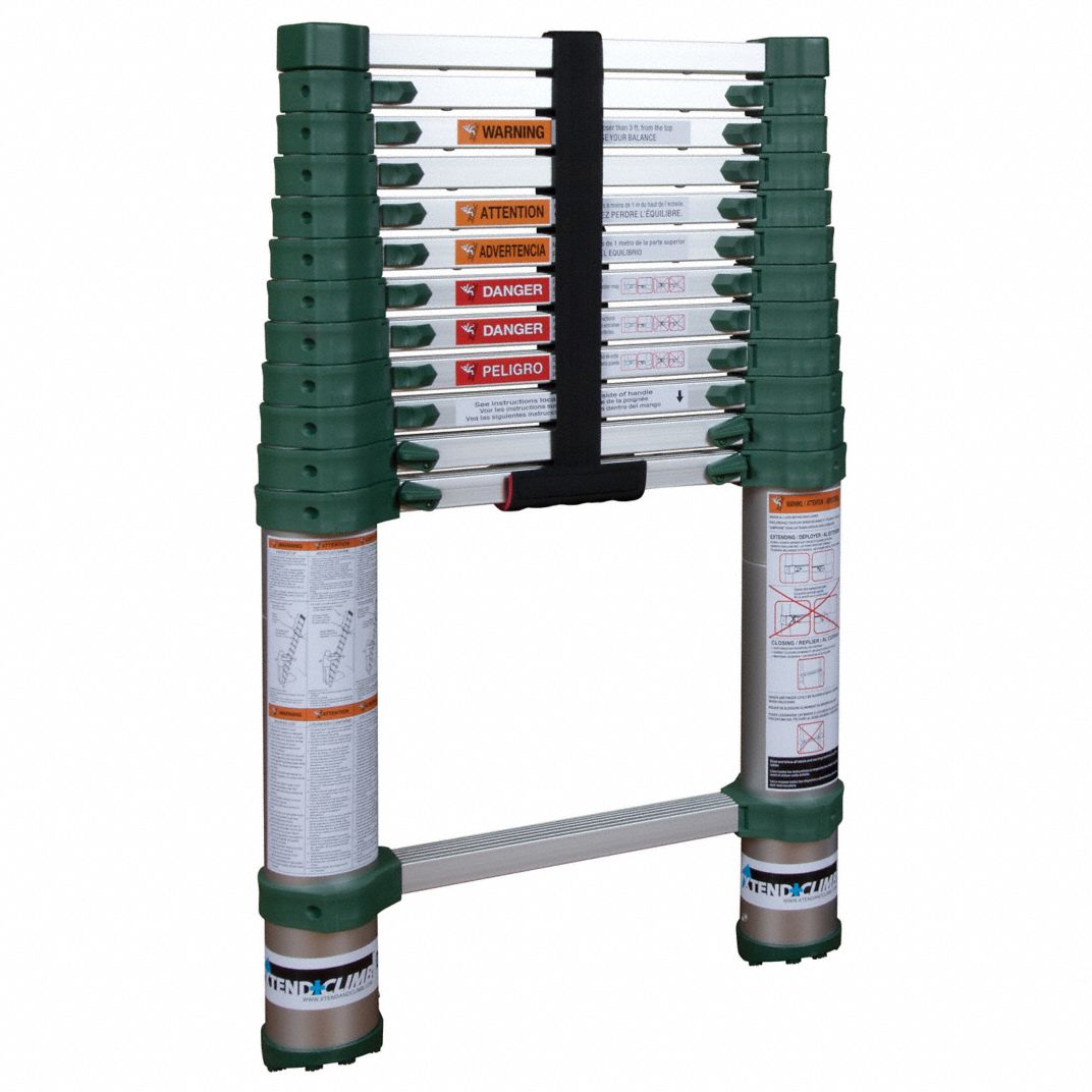 12.5 ft Aluminum Telescoping Extension Ladder, 300 lb Load Capacity - Milagru Store
