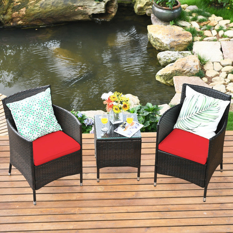 3-Piece Ergonomic Wicker Patio Conversation Set