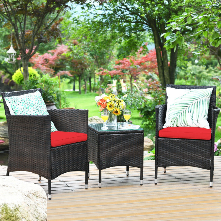 3-Piece Ergonomic Wicker Patio Conversation Set