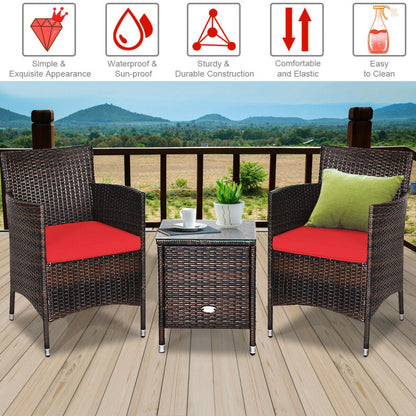 3-Piece Ergonomic Wicker Patio Conversation Set