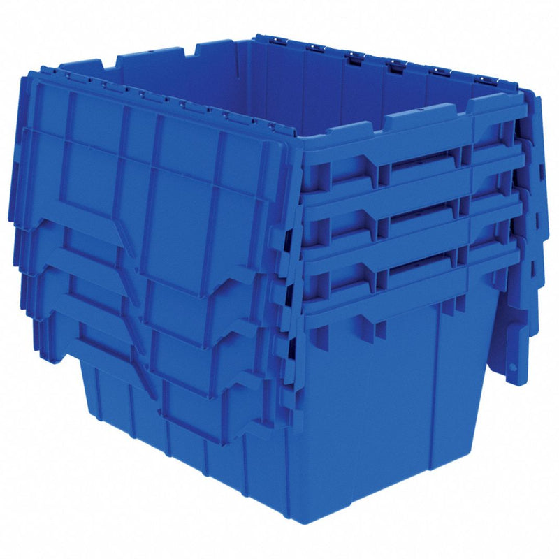 Akro Mils 39085 Industrial Plastic Storage Tote With Hinged Attached L 1384