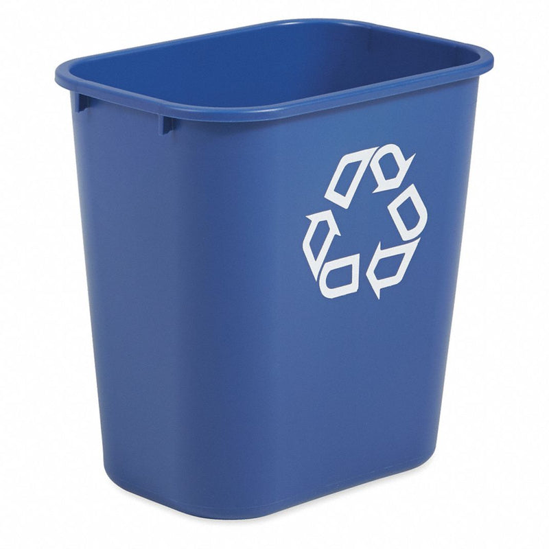 7 gal Rectangular Plastic Desk Recycling Container , Blue