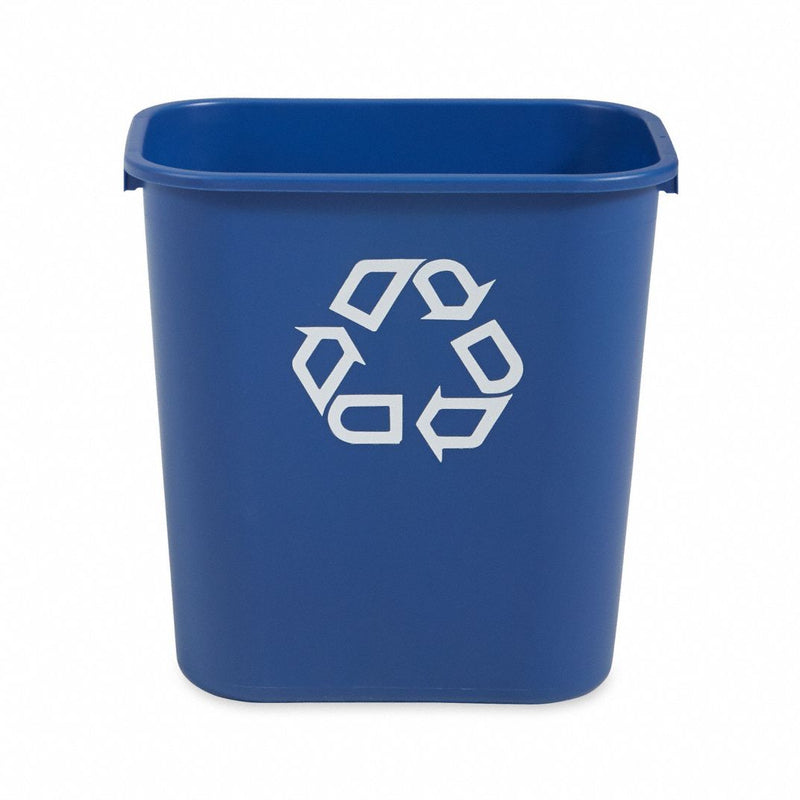 7 gal Rectangular Plastic Desk Recycling Container , Blue