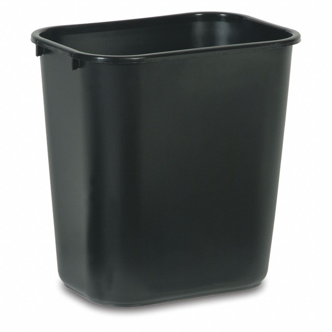 7 gal. LLDPE Rectangular Wastebasket, Black